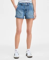 Indigo Rein Juniors' High-Rise Utility-Pocket Shorts