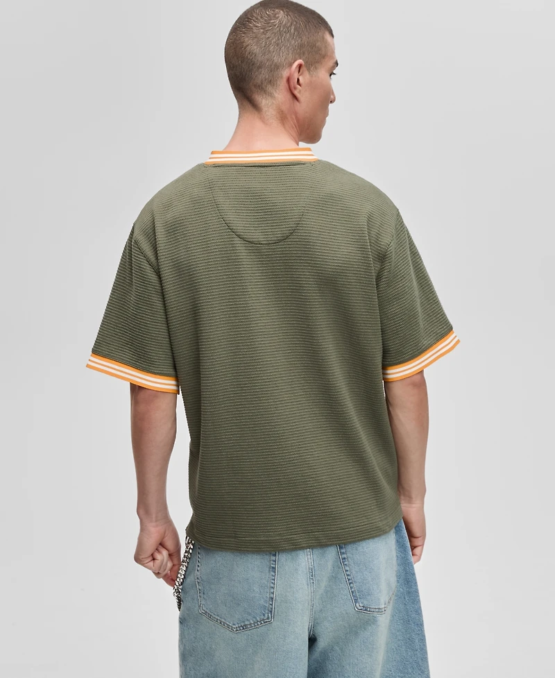 Mode of One Men's Relaxed Fit Short Sleeve Waffle-Knit Logo T-Shirt, Exclusively at Macy's