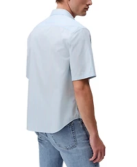 Calvin Klein Men's Relaxed Fit Short Sleeve Poplin Striped Button-Front Shirt