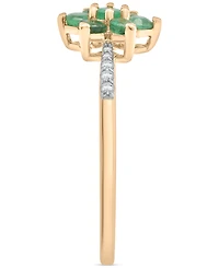Emerald (1/2 ct. t.w.) & Diamond (1/20 ct. t.w.) Flower Ring in 14K Gold over Sterling Silver