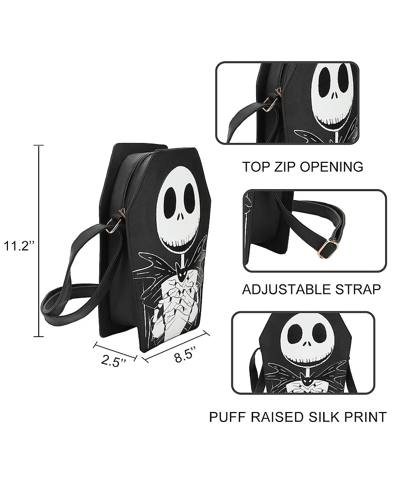 Nightmare Before Christmas Jack Skellington Coffin 11" Crossbody Bag