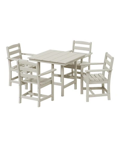 5-Piece Hdpe Outdoor Square Patio Dining Table Set with Armchairs