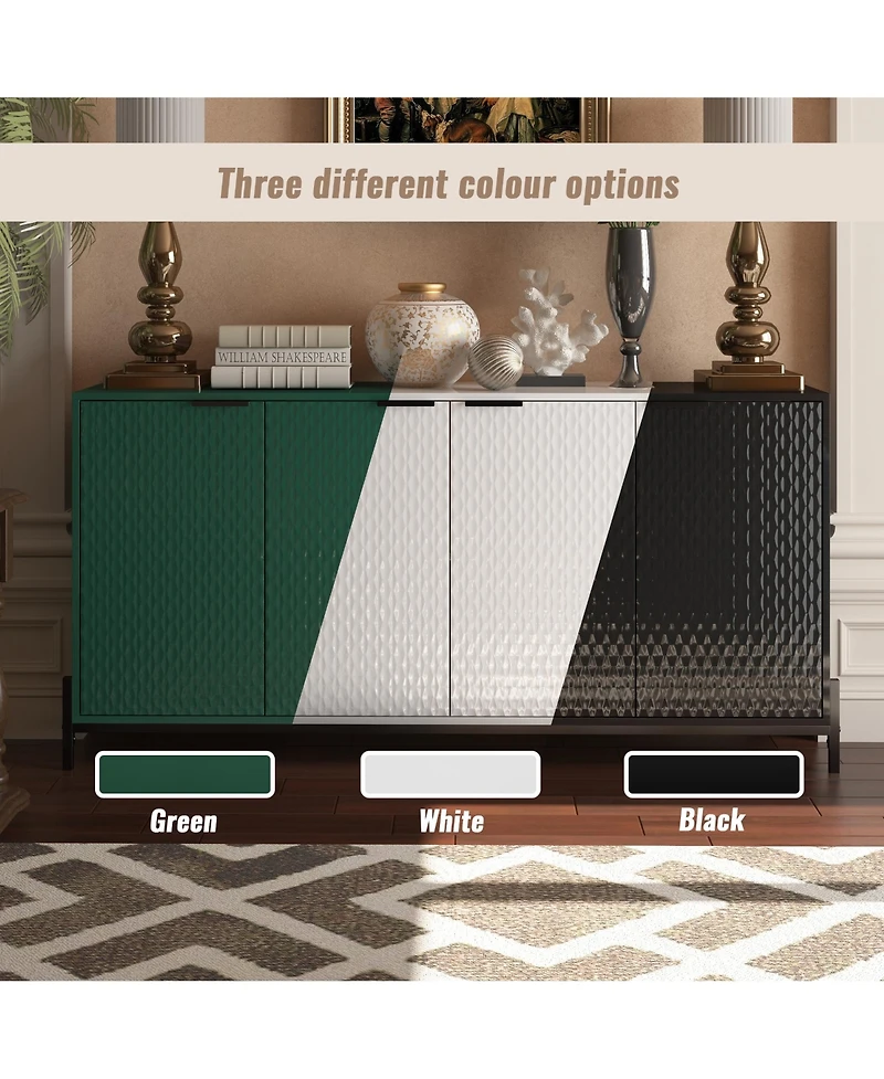Modern Storage Cabinet with Adjustable Shelves, 65IN Accent Cabinet with 4 Doors, Decorative Cabinets for Living Room, Kitchen, Office