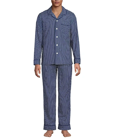 Lands' End Men's Long Sleeve Essential Pajama Set