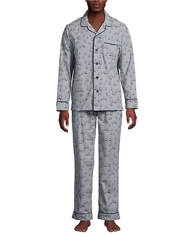 Lands' End Men's Long Sleeve Essential Pajama Set