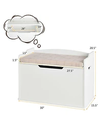 Kids Toy Wooden Flip-top Storage Box Chest Bench with Cushion Hinge