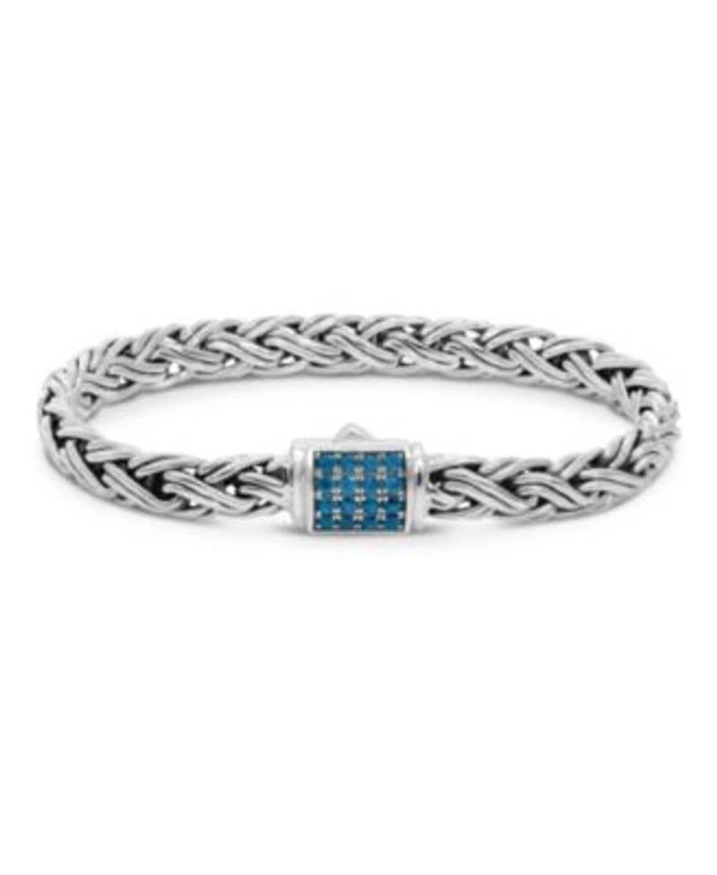 Swiss Blue Topaz Sterling Silver Paddy Oval 7mm Chain Bracelet X Large 8.5 In