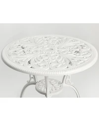 Streamdale Best Choice Products 3-Piece Outdoor Rust-Resistant Cast Aluminum Patio Bistro Set white