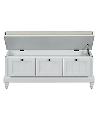 Streamdale Classic Storage Bench with Cushioned Seat and Three Drawers for Entryway and Living Room (Light Gray)