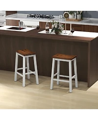 Set of 2 Saddle Stools Bar Stools with Footrests for Kitchen Island