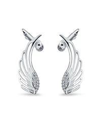 Bling Jewelry Trendy Angel Wing Feather Ear Cuff Cartilage Earrings Rose Gold Silver Plated