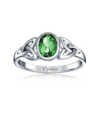 Bling Jewelry Oval Natural Stone Celtic Trinity Knot Triquetra Ring Sterling Silver