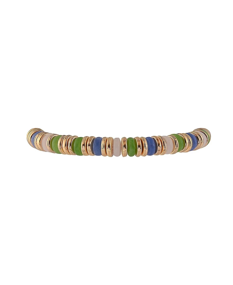 Laundry by Shelli Segal Gold Tone and Multi Color Disc 2pc Stretch Bracelet Set