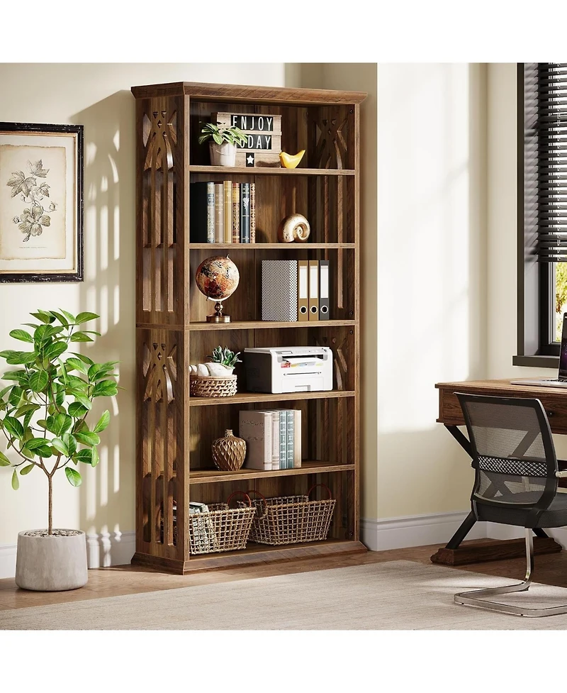 Tribesigns 6-Tier Bookshelf Set of 2, 75-Inch Tall Bookcase, Large Bookshelves and Bookcases Freestanding Display Shelves, Wood Book Shelf for Living