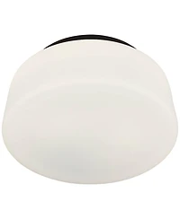 Possini Euro Design Buckley 13" Modern Flush-Mount Ceiling Light Fixture Kitchen Foyer Hallway Drum Round Black Finish White Glass