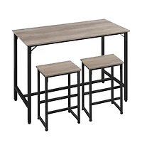 Yaheetech Industrial Counter Height Table Set with 2 Backless Stools