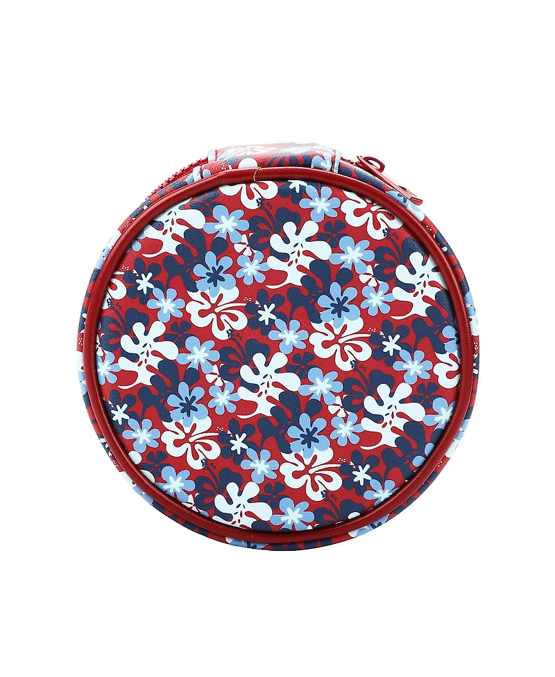 Disney Stitch Hibiscus Print Round Blue 5" Travel Box Organizer