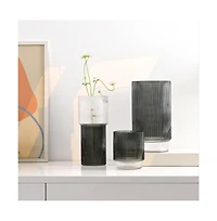 Zinc, Fluted Glass Vase Set 3