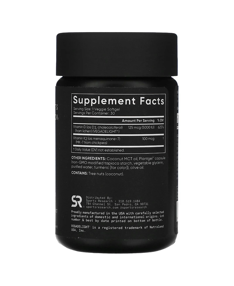 Sports Research D3 + K2 Plant-Based