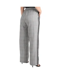 Plus Women's Tuxedo Plaid Wide Leg Suit Pants