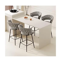 Set of 2 Counter Height Swivel Stools, 26.3 Inch Modern Upholstered Chairs with 360° Rotation and Metal Frame -The Pop Home