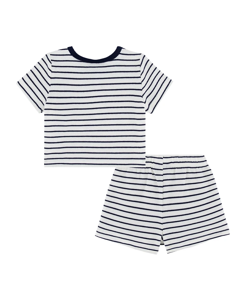 Tommy Hilfiger Toddler and Little Girls 2-Piece Striped Popcorn Knit Top and Skirt Set