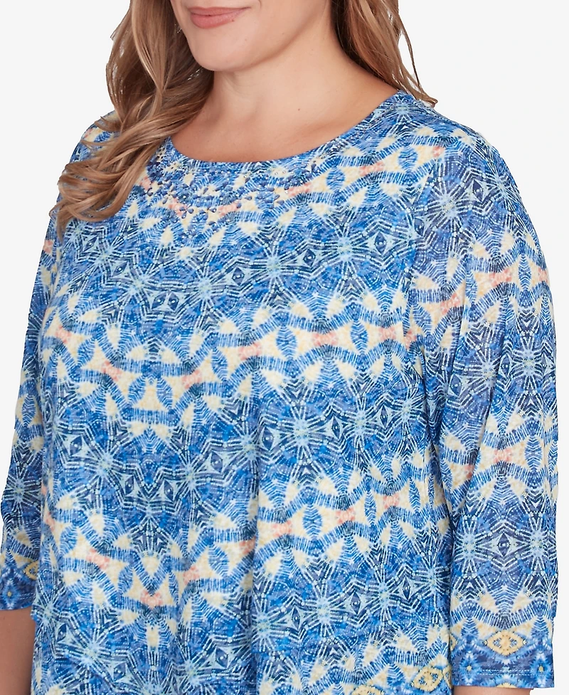 Ruby Rd. Plus Chevron Burnout Crew Neck Knit Top