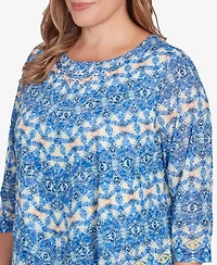 Ruby Rd. Plus Chevron Burnout Crew Neck Knit Top