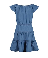 Tommy Hilfiger Big Girls Denim Tiered Flutter Sleeve Dress