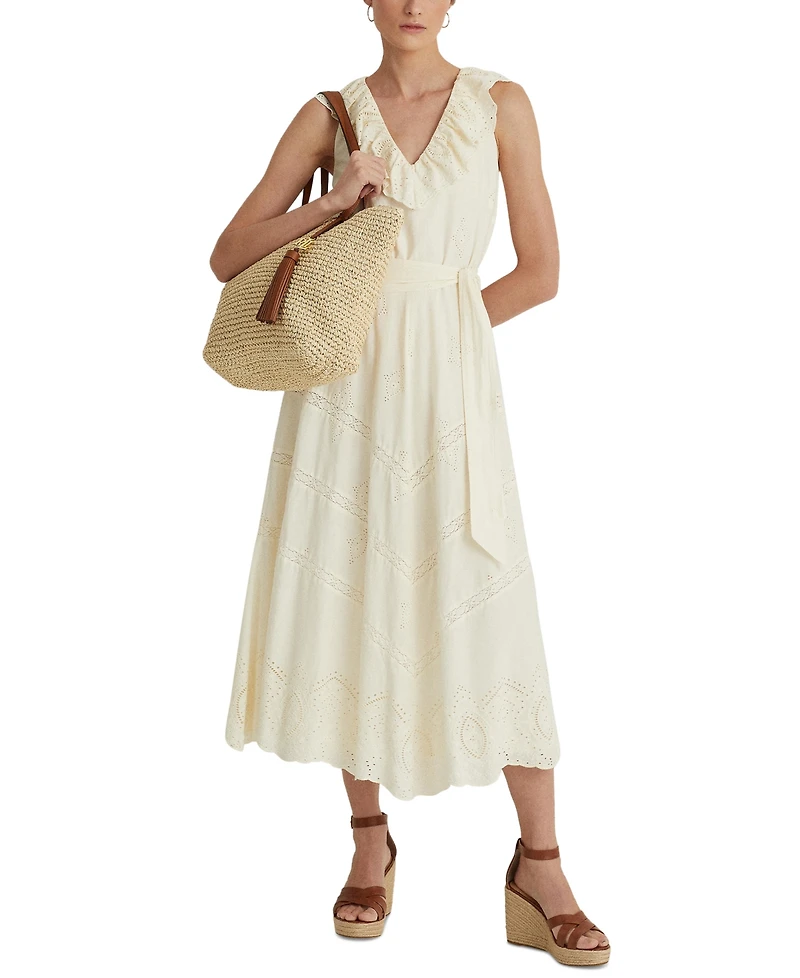 Lauren Ralph Lauren Crochet-Straw Medium Whitney Tote