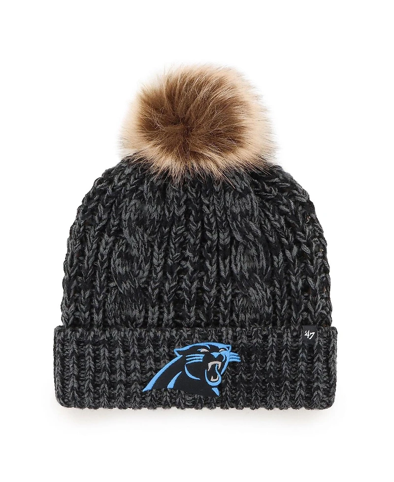 '47 Brand Women's Black Carolina Panthers Meeko Cuffed with Pom Knit Hat