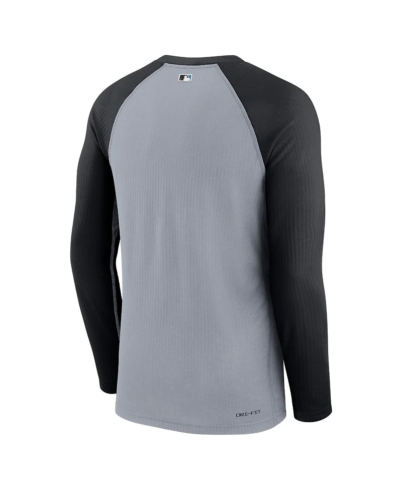 Men's Nike Gray Miami Marlins Authentic Collection Game Raglan Performance Long Sleeve T-shirt