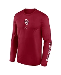 Jordan Men's Crimson Oklahoma Sooners Primetime Center Lockup Two-Hit Legend Long Sleeve T-Shirt