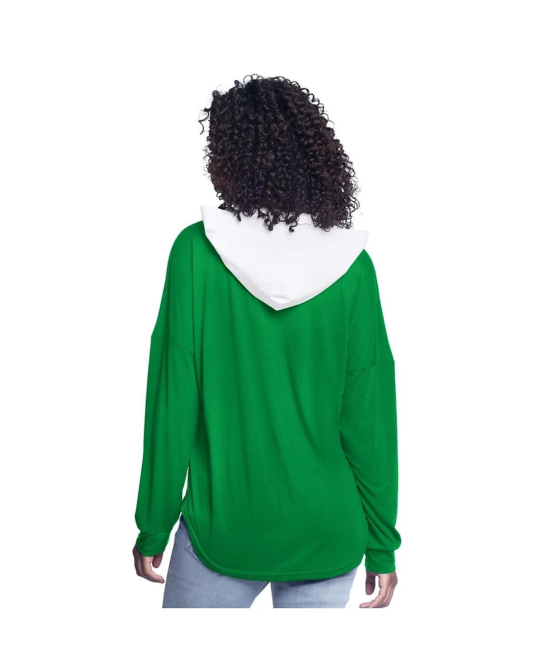 G-iii 4Her by Carl Banks Women's Kelly Green Boston Celtics Bench Player Oversized Long Sleeve Hooded Top