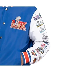Starter Men's Blue Super Bowl Lix Commemorative Full-Snap Varsity Jacket