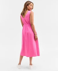 On 34th Women's Gauze Double V-neck Empire Midi Dress