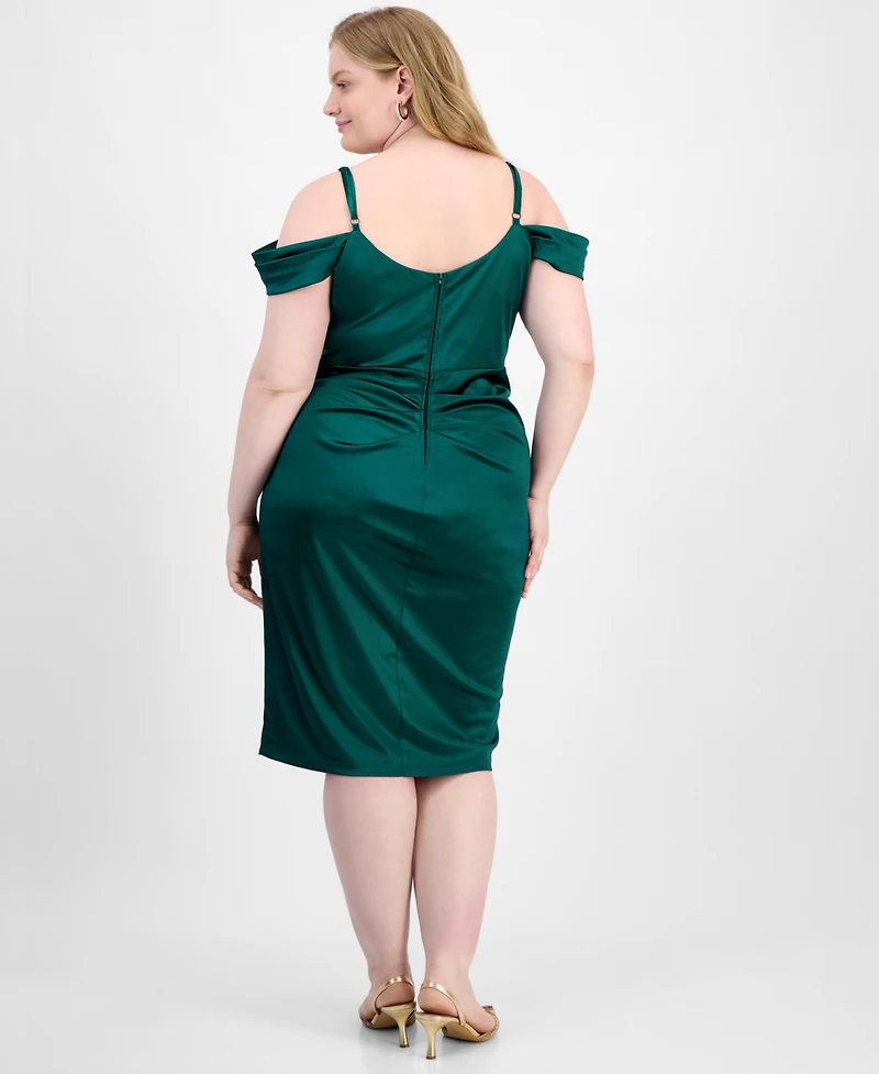 B Darlin Trendy Plus Off-Shoulder Spaghetti-Strap Dress