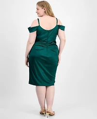 B Darlin Trendy Plus Off-Shoulder Spaghetti-Strap Dress