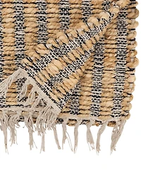 Saro Lifestyle Textured Bold Stripe Fringe Table Runner, 16" x 72"