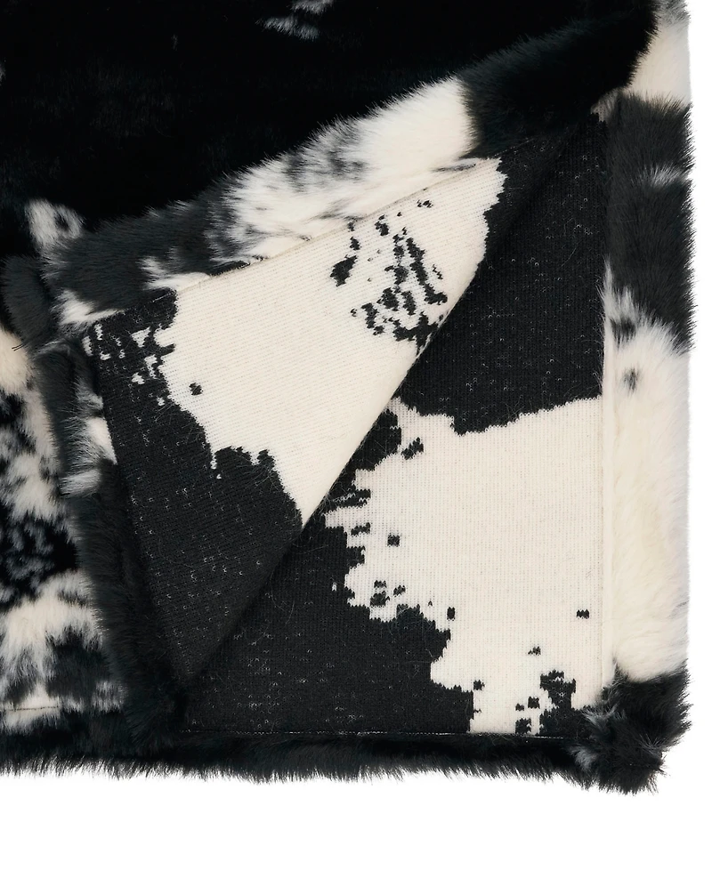 Saro Lifestyle Cow Hide Design Faux Fur Table Runner