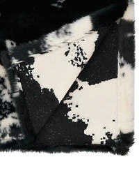 Saro Lifestyle Cow Hide Design Faux Fur Table Runner