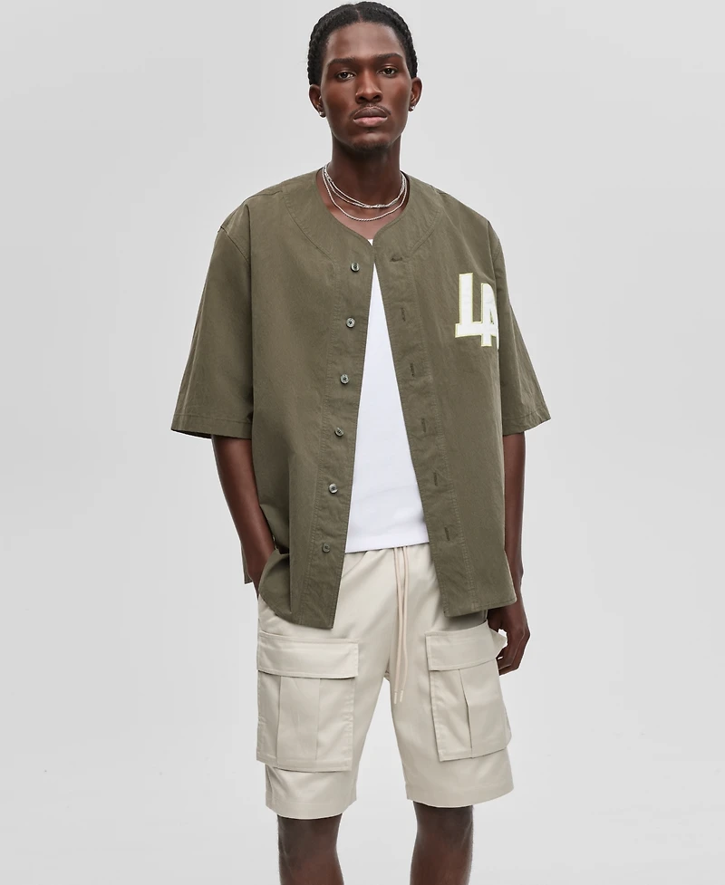 Mode of One Men's Washed Crinkle Baseball Jersey, Exclusively at Macy's