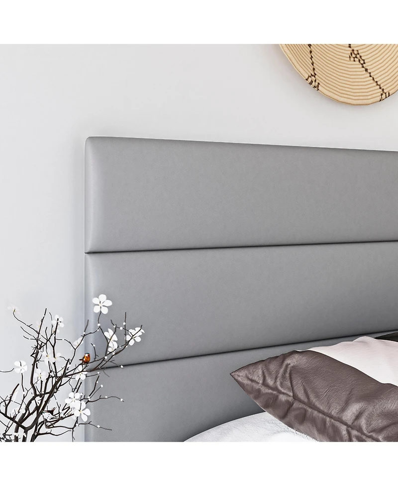 Napoli Leather Upholstered Platform Bed Frame with Tri-Panel Adjustable Headboard - Boyd Sleep