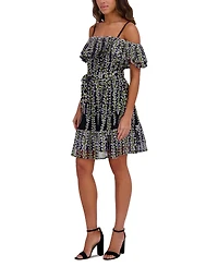 kensie Women's Embroidered Off-The-Shoulder Dress