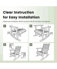 2 Pcs Patio Wooden Rocking Chair High Back Fir Wood Armchair Natural Garden Yard