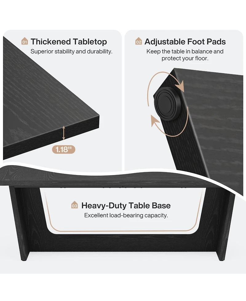 Tribesigns 70.87-Inch Dining Room Table for 6-8 People, Rectangular Farmhouse Kitchen with Solid Pedestal