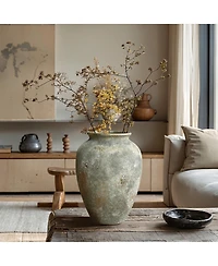 LuxenHome Rustic Gold and Brown Terracotta 13.6-Inch Tall Urn Vase