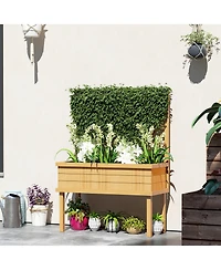 Outsunny Raised Garden Bed with Trellis for Climbing Plants,