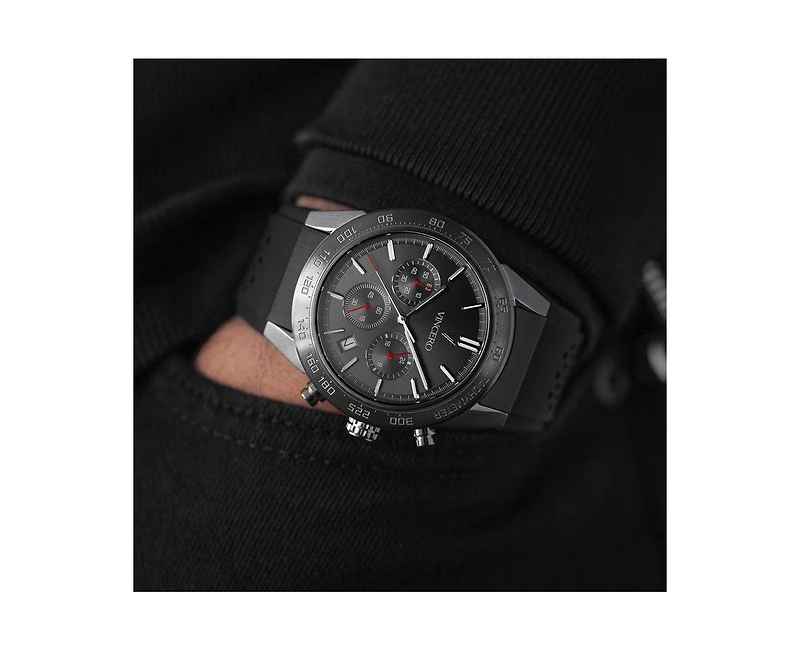 Vincero Men's Rogue Chronograph Watch in Gunmetal with Red Accents & Silicone Strap