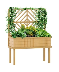 Outsunny Raised Garden Bed with Trellis for Climbing Plants,